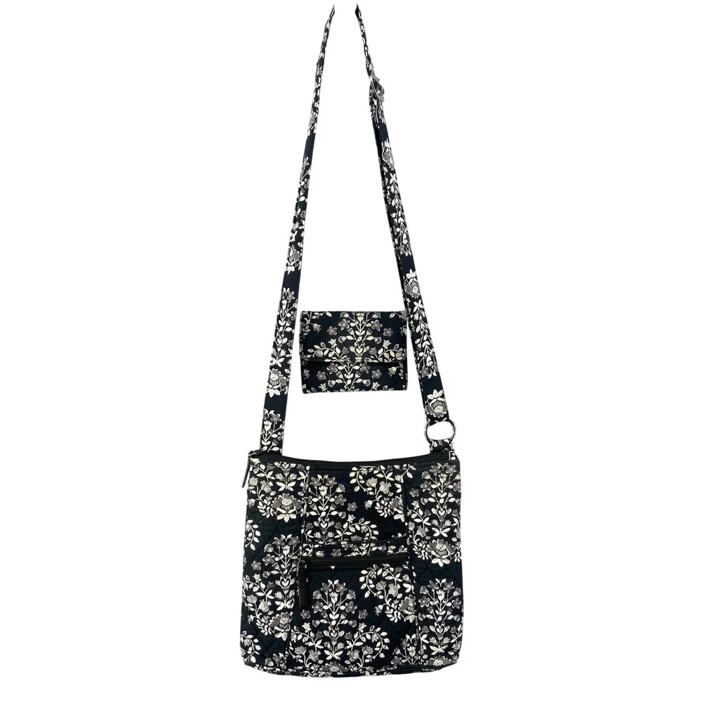 Vera Bradley Purse Handbag + Wallet Chandelier Noir Crossbody Adjustable Strap‎